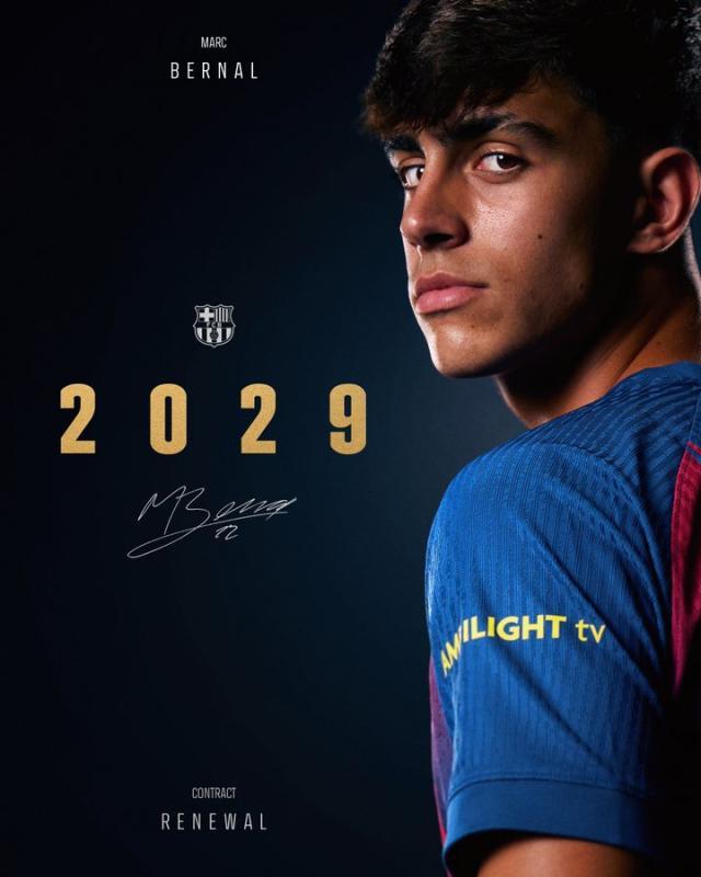 九游娱乐体育-官方：巴萨与贝尔纳尔续约至2029年